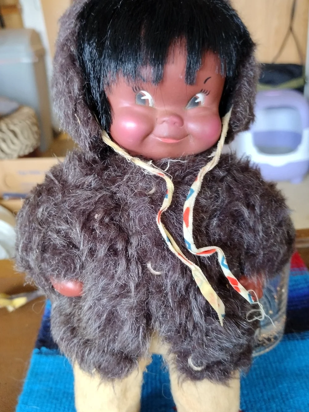 Plush Fur Child's Doll in Brown with Cream Legs